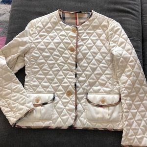Burberry Creme Quilted Button down Jacket